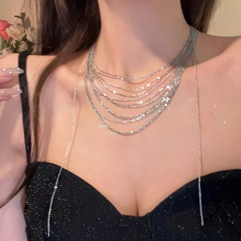 Multi-Layer Tassel Necklace – Shimmering Gold Tone