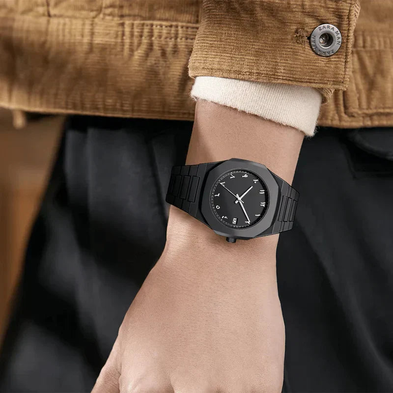 Stainless Steel Arabic Dial Watch – Classic Men's Watch